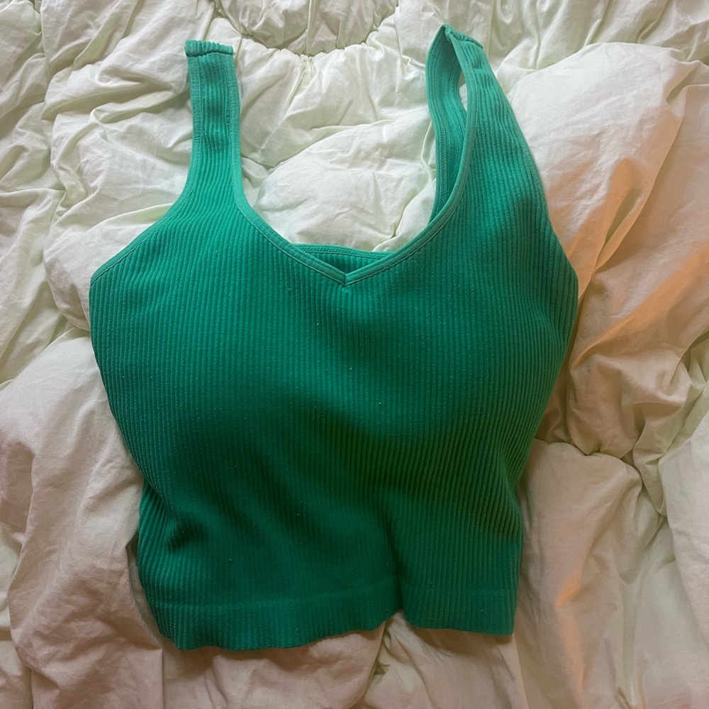 Altar'd State Green Fitted Crop Tank Top